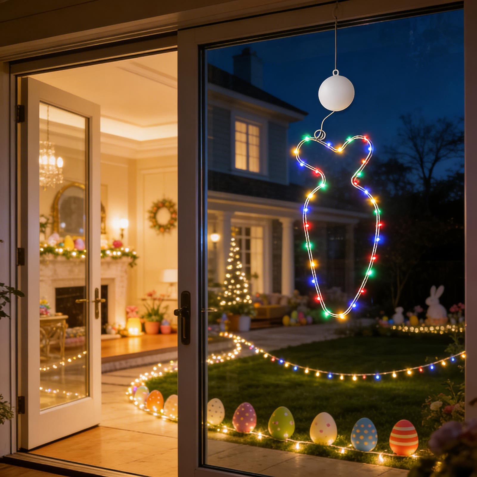 Carrot Lights Window Decorations, Easter Suction Cup String Lights for