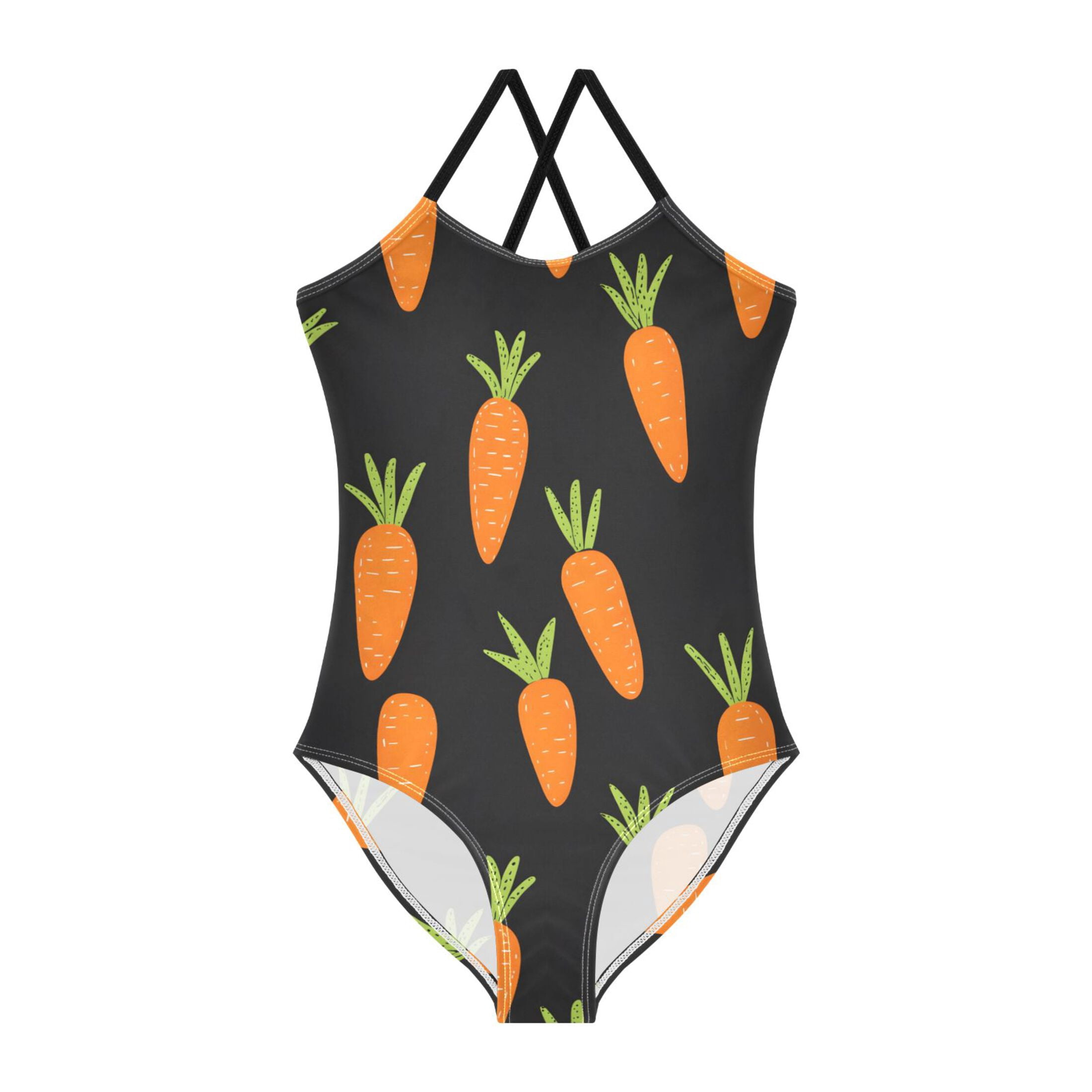 Carrot Pattern Girls' One-Piece Swimwear 3T-10T Soft Stretchy for Beach ...