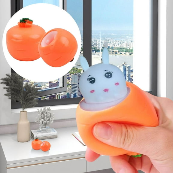 Carrot Pocket Stress Relief Toy, Squeeze Fidget Sensory Doll, Anxiety Relief Gift for Kids, Cute Rabbit Shaped Venting Toy