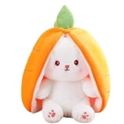 Carrot Rabbit Plush Toy, Soft Fluffy Bunny Stuffed Animal with Removable Carrot Hood, Cute Food-Themed Plushie for Kids & Adults, Perfect Gift for Birthday, Easter, Bunny Lover