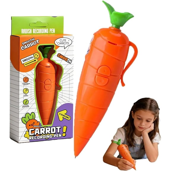 Carrot Recorder Pen, 2026 New Multi-Function Voice Recording Pen with Ballpoint Writing Tool, Carro𝐭 Pe𝐧 with Playback Feature, Role-Play Props, School Supplies (1PC)
