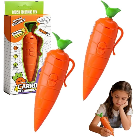 Carrot Recorder Pen, 2026 New Multi-Function Voice Recording Pen with Ballpoint Writing Tool, Carro𝐭 Pe𝐧 with Playback Feature, Role-Play Props, School Supplies (2PCS)