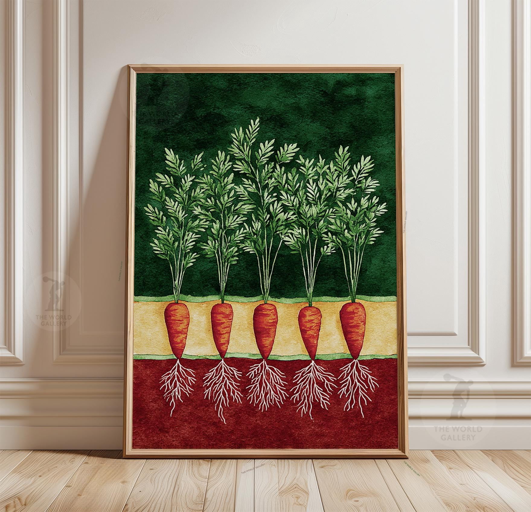 Rustic Rootrs Carrot Root Poster, Botanical Kitchen Print, Rustic Vegetable Wall Art ...