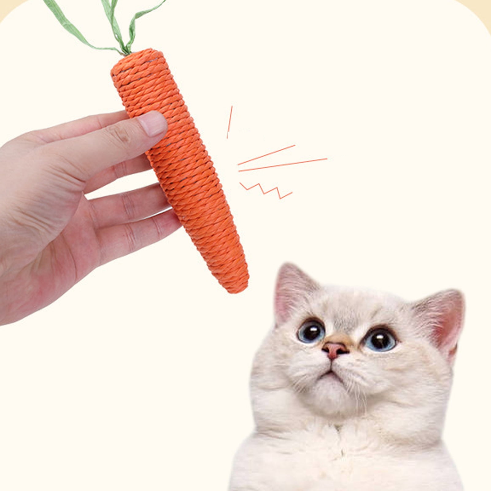 Carrot-Shaped Cat Teaser toys, Sound-Making interactive Play Sticks, Wear & Bite-Resistant Paper Rope Pet