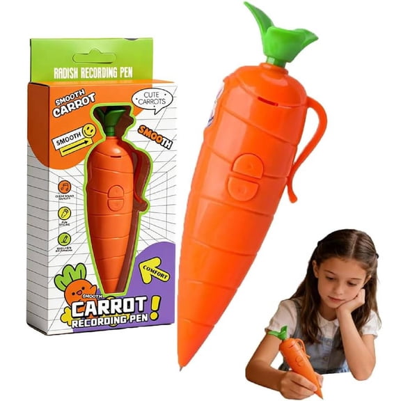 Carrot Shaped Pen, Recorder Toy & Ballpoint Pen, Writing & Voice Recording , Orange(1pcs)