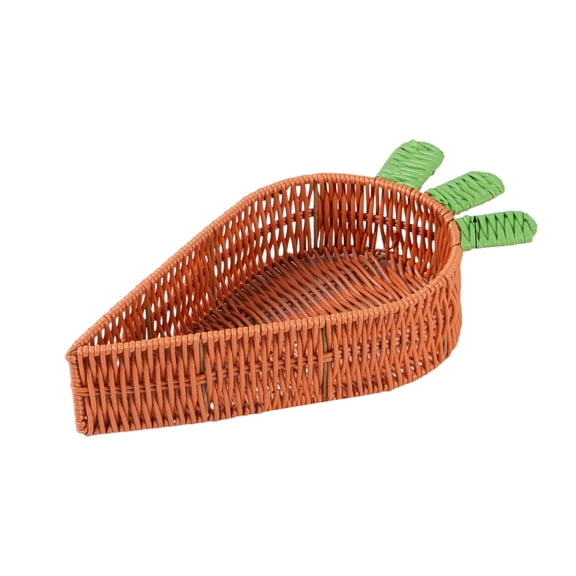 Carrot Shaped Rattan Basket - Handwoven Wicker Storage Basket for Easter Decor, Decorative Fruit Bowl, Candy Dish, Bread or Vegetable Basket for Party Favors, Kitchen, and Home Decor