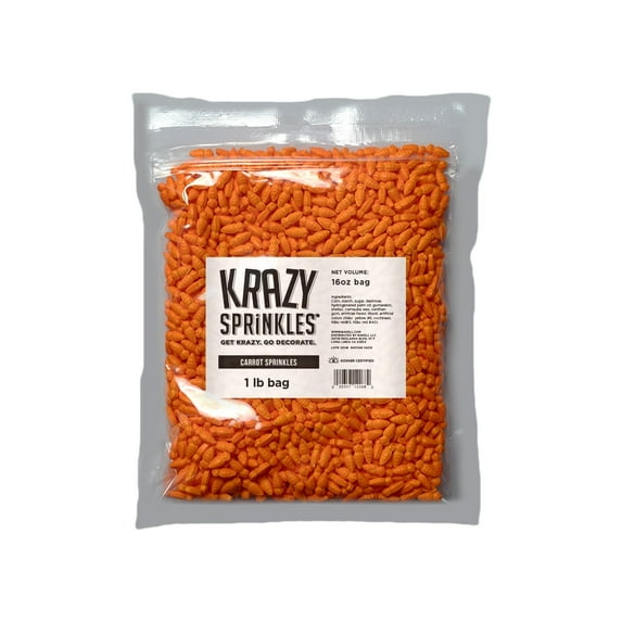 Krazy Sprinkles - Edible Carropt Shapes - Bold Cake Decoration, 1lb Bag