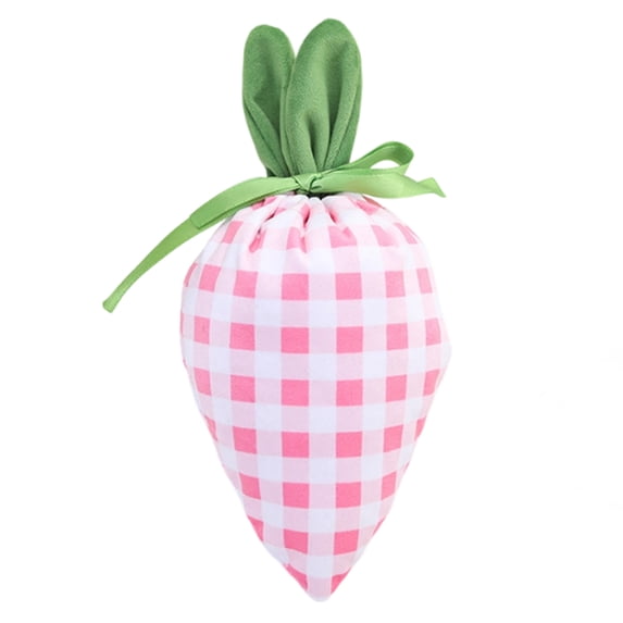 Carrot Shaped Velvet Easter Gift Bags - Drawstring Treat Bags for Candy & Chocolate, Premium Soft Fabric Easter Basket Stuffers, Holiday Party Favor Supplies for Adults(Pink)