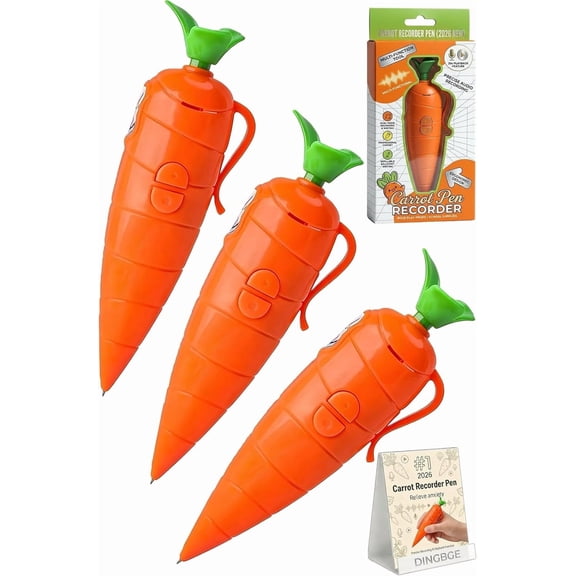 Carrot-Shaped Voice Recorder Pen, 20-Second Audio Playback Device, Writing Tool Toy for Students and Teachers, School Learning Gift (12-Pack)