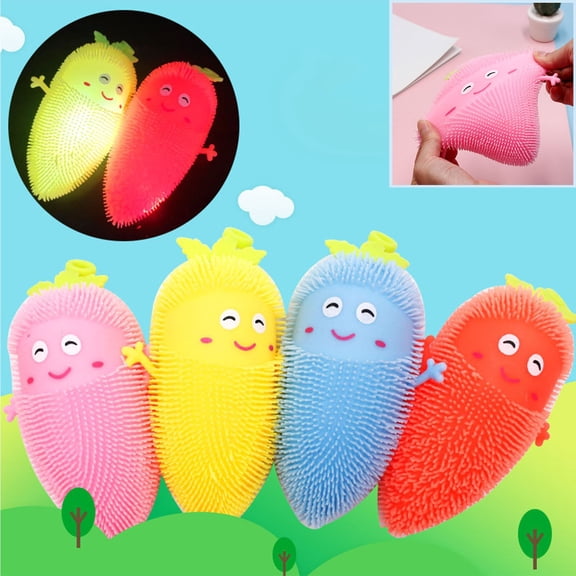 Carrot Stress Relief Fidget Toy Set, Light Up Decompression Squeeze Toy, Portable Hanging Elastic Pinch Toy, Desktop Ornament Anxiety Relief Tool, Interactive Sensory Play Relaxation Item