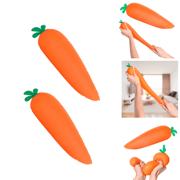 Carrot Stress Toys, Carrot Squishy, Squeeze Fidget for Adults Novelty Office Decor & Relaxation Tool 2PC