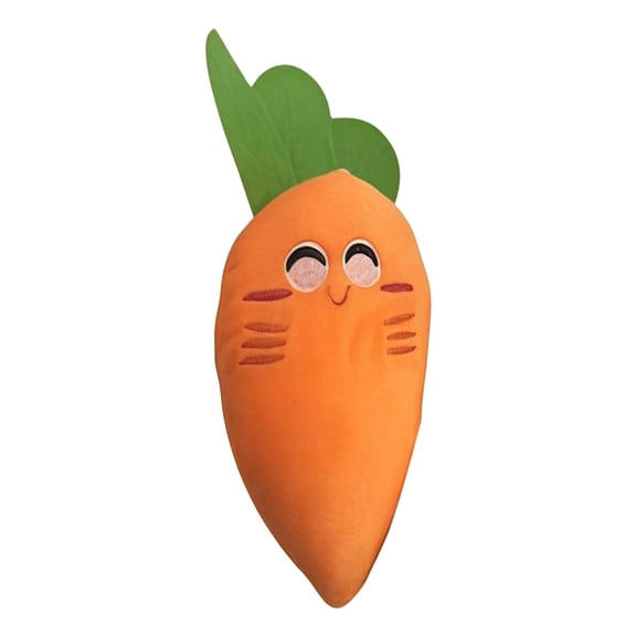 Carrot Toys for Dog Cat Chew Toys 2 in 1 Soft Carrot Pillow Non Stuffing Durable TPR Pet Chew Toy for Indoor Outdoor Play