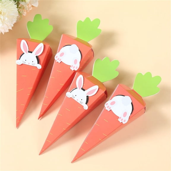 Carrot Treat Boxes, 50Pcs Carrot Shaped Cookie Candy Boxes 3D Carrot Cardboard Box, Easter Treat Boxes Party Favor Bags for Easter Spring Themed Birthday Party Easter