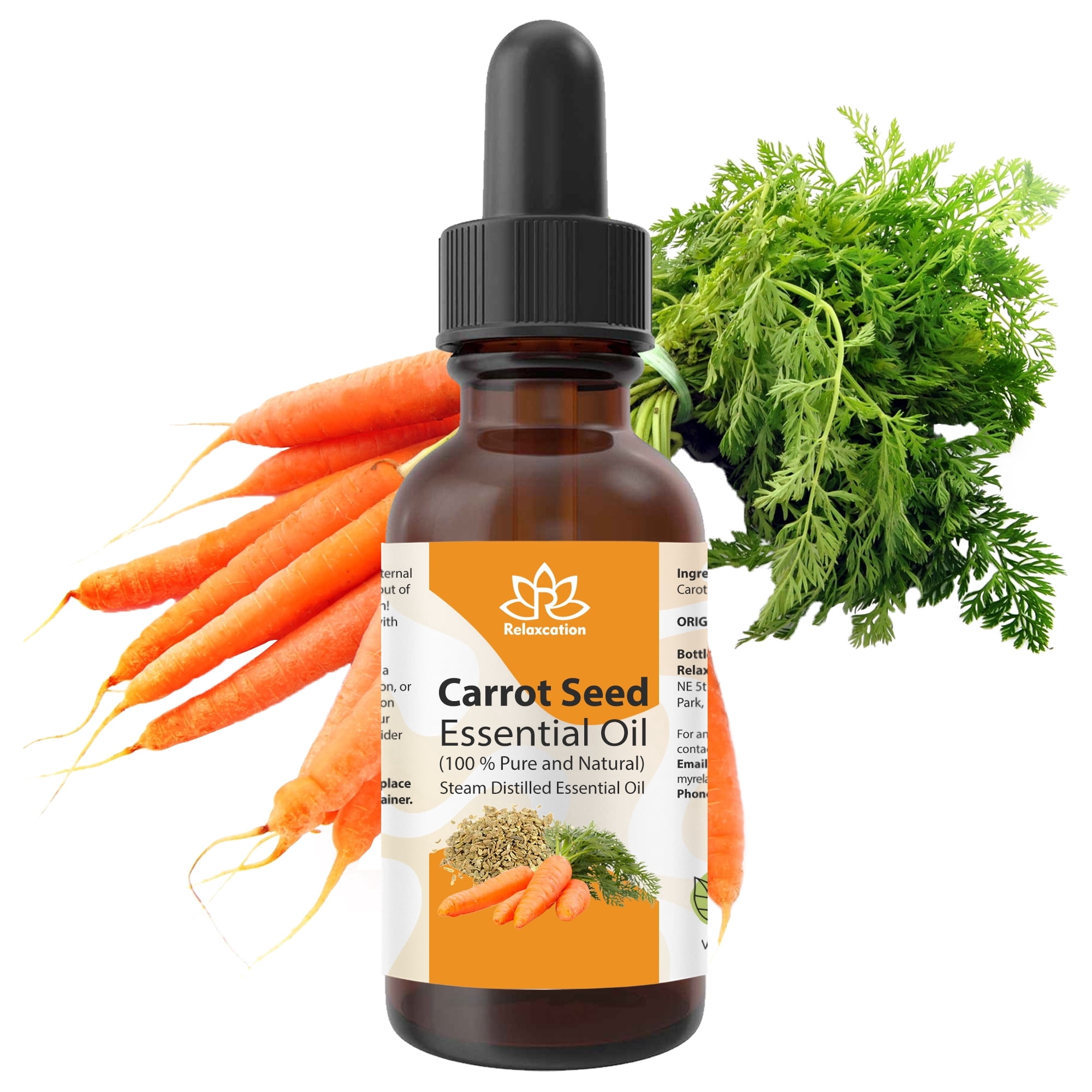 Carrot Seed Essential Oil (Daucus Carota) – 100% Pure Steam Distilled Aromatherapy Oil by Relaxcation | 0.5–4 fl oz