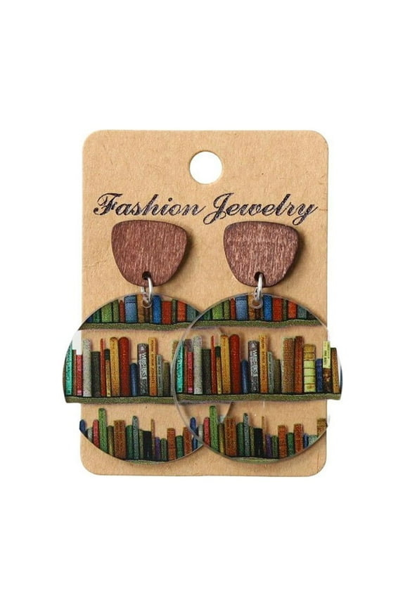 Carroterr Book Earrings, Librarian Book Lover Earrings, Modern Earrings Statement M5A2