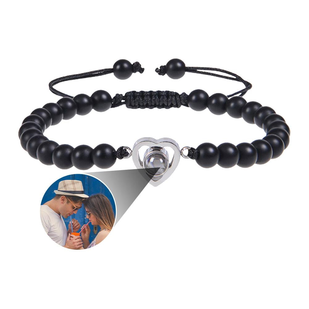 YESDerong Personalized Leather Bracelet for Men, Mens Leather Br 並行輸入品 Photo Engrave Charm