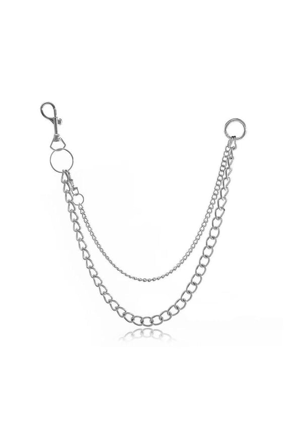 Carroterr Unisex Punk Chains for Pants, Hip Hop Pants Jean Chain Goth Punk Silver Trousers Chains, Heavy Duty Belt Chains, Biker Heavy Thick Wallet Pocket Chains Silver Keychains