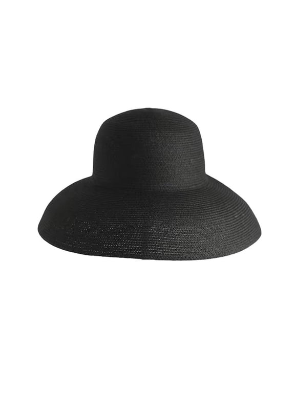 Women Panama Straw Hat Hepburn Style Wide Brim Sun 50+ UPF Fedora Caps χи X0V5