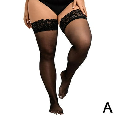 Carroterr Women Plus Size Sexy Fun Lace Thigh High Stockings Silk Socks NonSlip BEST X4W5