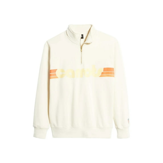 Carrots By Anwar Carrots Men's Retro Quarter Zip Sweatshirt in Cream (Medium, Cream)