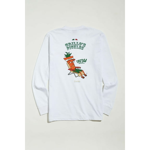 Carrots By Anwar Carrots Men's X Grillo's Pickles Long Sleeve Tee T-Shirt (Small, White)