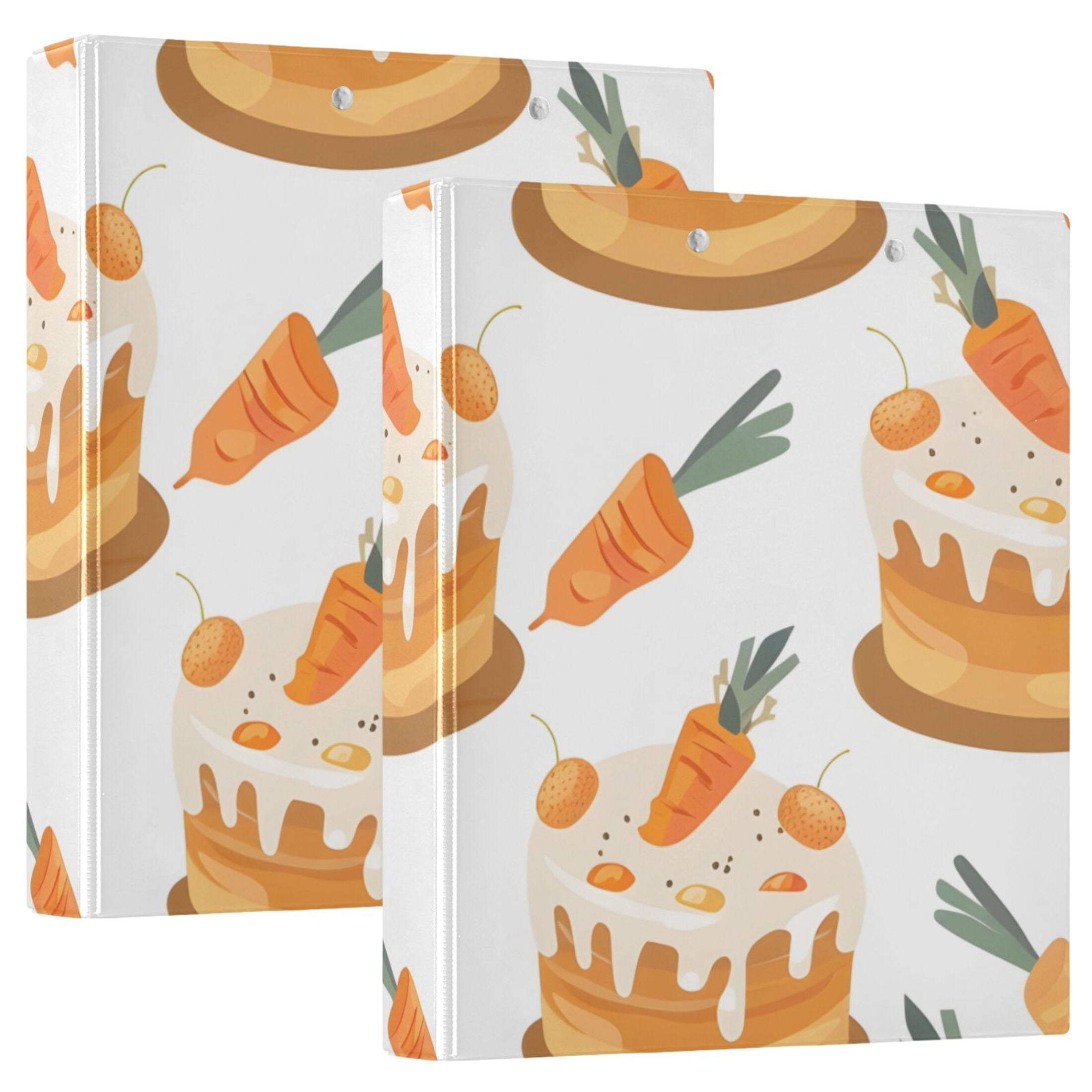 Carrots Cakes 3 Ring Binders 1.5 inch Hardcover File Folders with Interior Pockets A4 Size Organizer for School Office Hospital