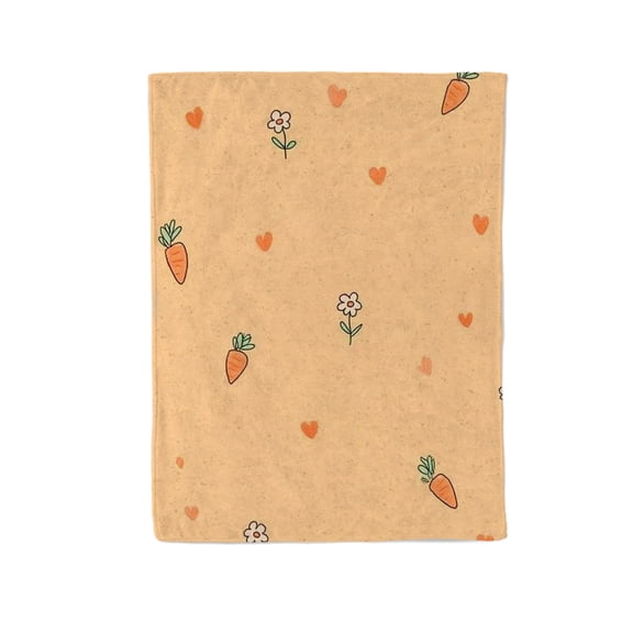 Carrots and Daisy Delight Lightweight Flannel Printed Blanket - Ultra Soft & Warm, All-Season Cozy Plush for Couch, Bed, Office, Camping Nap - Perfect Decorative Gift