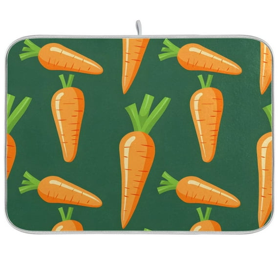 Carrots Dish Drying Mat Dish Drainer Rack Mats Water Absorbent Non-Slip Easy Clean Heat Resistant for Kitchen Counter