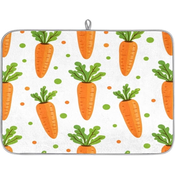 Carrots Dots Dish Drying Mat for Kitchen Counter Reversible Super Absorbent Fiber Dish Drying Pad with Non-Slip Backing for Countertop Tea Coffee Bar Accessories 16 x 18 Inch
