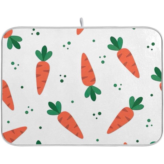 Carrots Easter Pattern Dishes Drying Mat Quick Drying Fun Print Countertop Heat Pad for Kitchen Counter Decoration 16x18 Inch