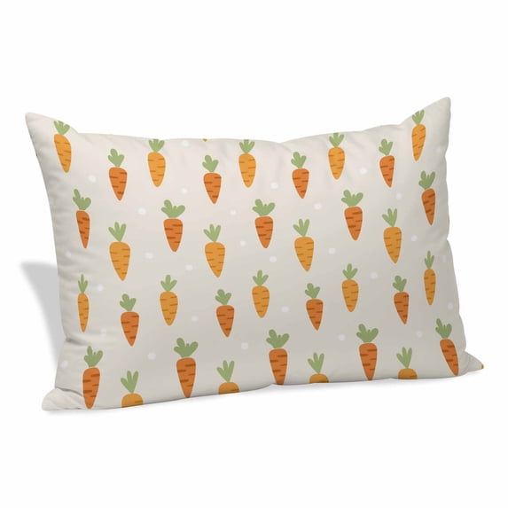 Carrots Pillow Covers, Linen Long Throw Pillow Case, Watercolor Easter Vegetables Beige Holiday Pillow Protector Decorative Cushion Cover for Living Room/Bedroom 20" x 36"