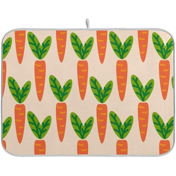 Carrots Vegetable Leaves Dish Drying Mat for Kitchen 16 X 18 in Dry Dishes Pads Counter Tableware Mats Absorbent Microfiber Protector for Countertops Home Decor