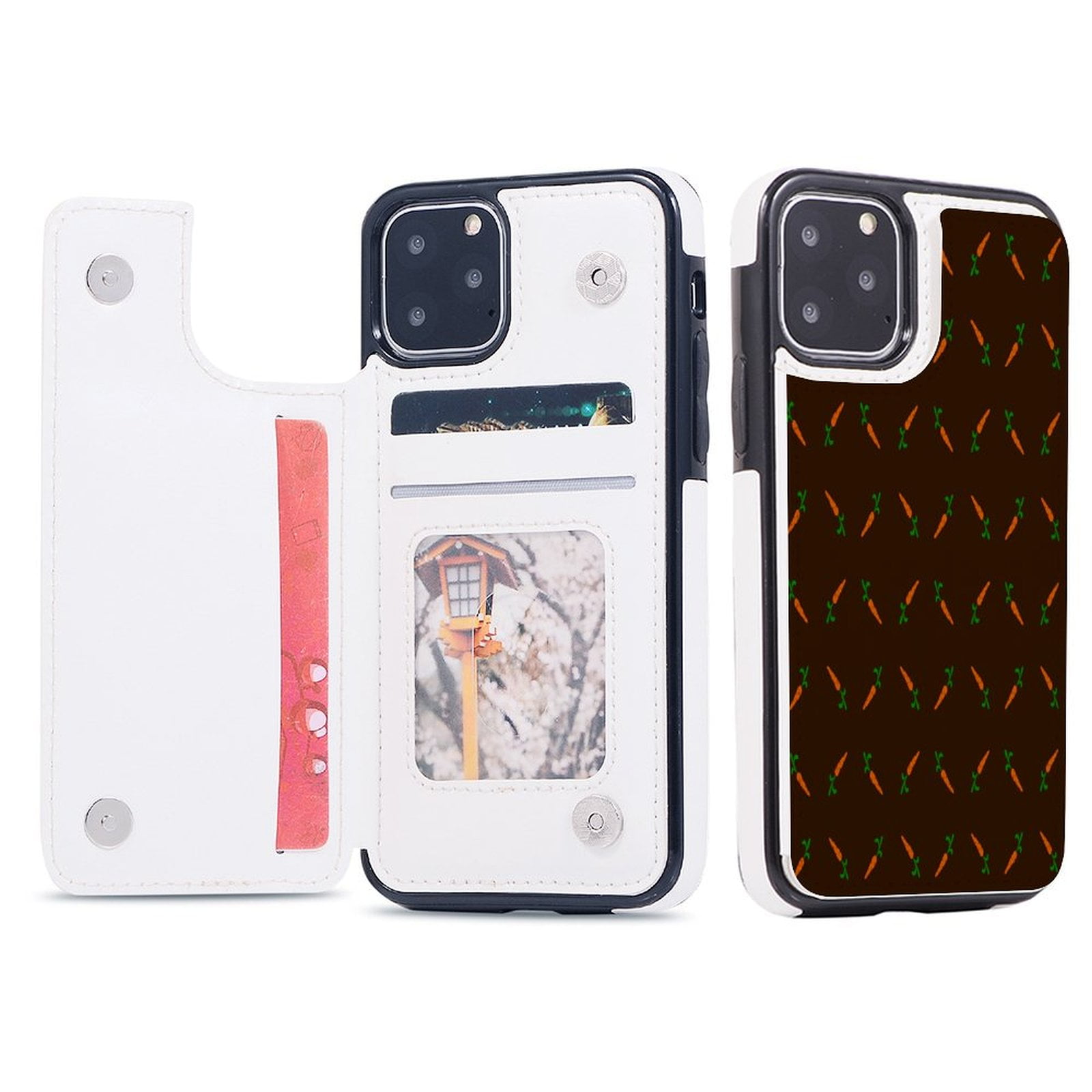 Carrots，brown Leather Wallet Case for iPhone 16 15 14 13 12 11 Pro Max Wallet Case Card Holder