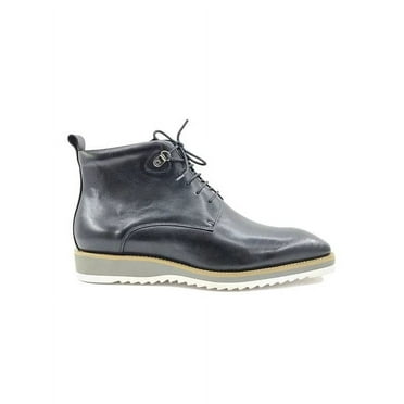 Carrucci Mens Black Burnished Lace-Up Boot