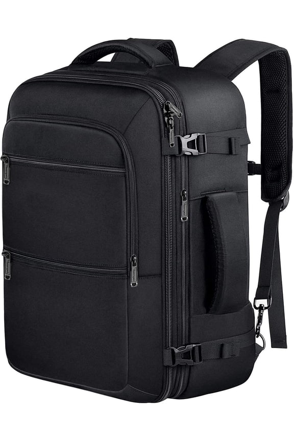 Carry Backpack, 40L Expandable Travel Backpack, Flight Approved Water Resistant Luggage Suitcase Daypack, Lightweight College Business Weekender Bag for Men & Women, Black