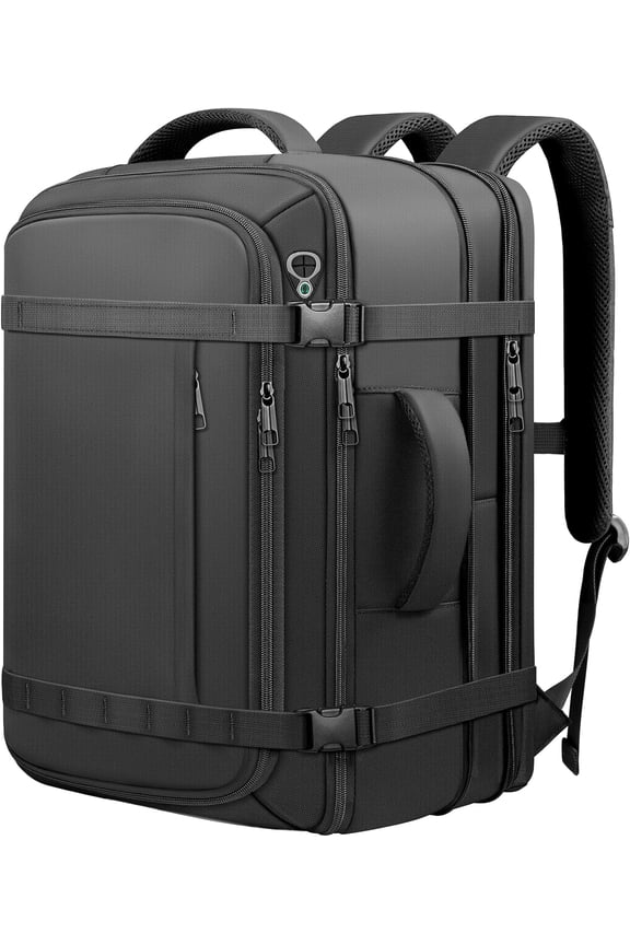 Carry Backpack, Expandable Large Capacity Travel Backpack 50-60L with USB Port, Fits 18.4 Inch Laptop,Anti Water Resistant Travel Carry Backpack for Men Women, Flight Travel, Black