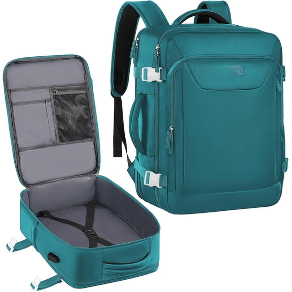 Carry Backpack, Flight Approved Travel Backpack with USB Charge Port, TSA 15.6 Inch Anti- Laptop Backpack Lightweight Daypack Business College Weekender Overnight Bag, dark green