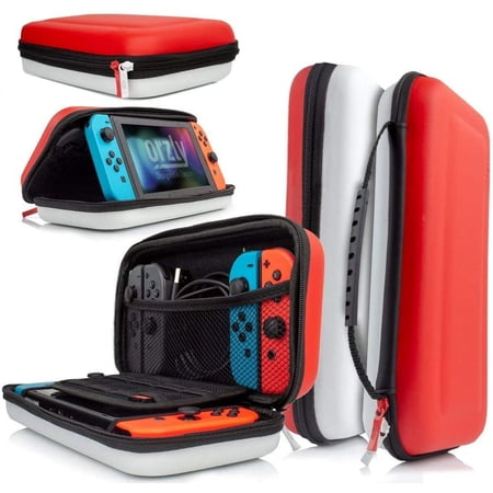 Carry Case Compatible With Nintendo Switch - RED & WHITE Protective Hard Portable Travel Carry Case Shell Pouch
