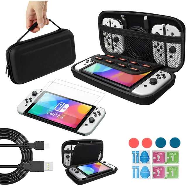 Carry Case for Nintendo Switch OLED Model, Protective Switch Accessories Gift Kit Bundle with