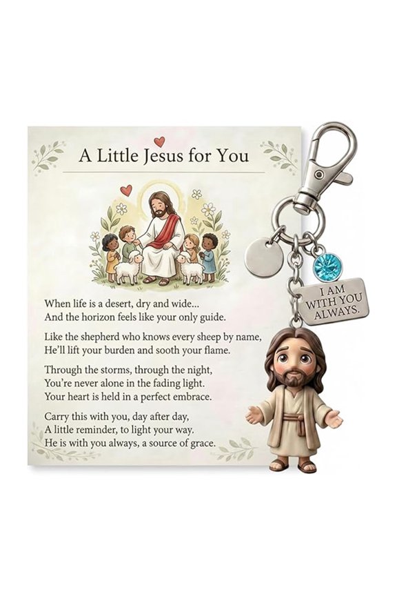 Carry Clip Charm Accessory with Engraved Message Plate and Religious Figure, Backpack Accent for Daily Carry Use