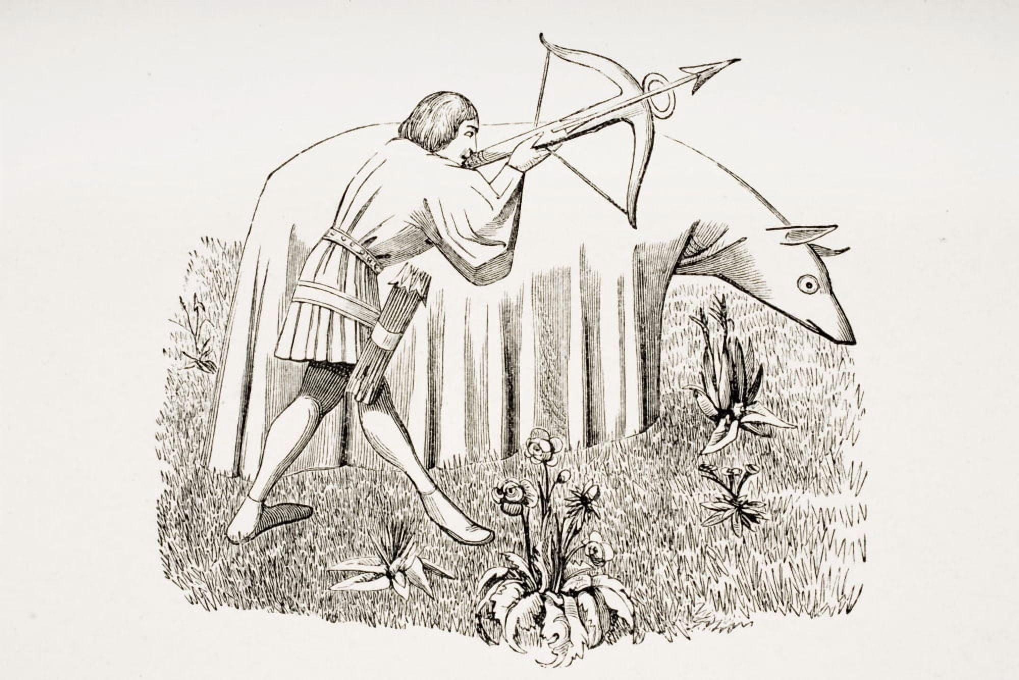 How To Carry A Cloth To Approach Beasts 19Th Century Reproduction Of 15Th Century Miniature In The Manuscript Of Phoebus Canvas Art - Ken Welsh Design Pics (17 x 11)