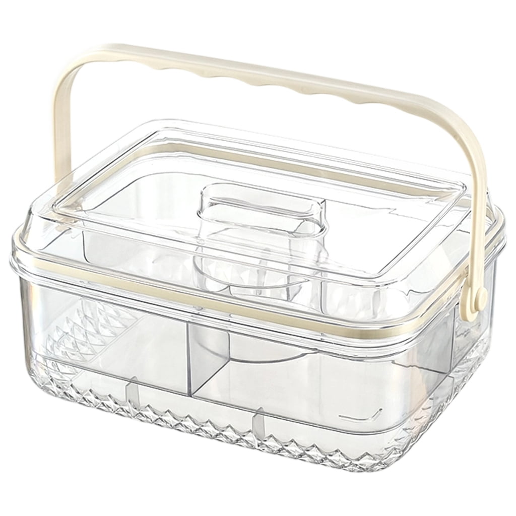 Carry Handle Square Snacks Box With Ice Storage Layer And Partitioned ...