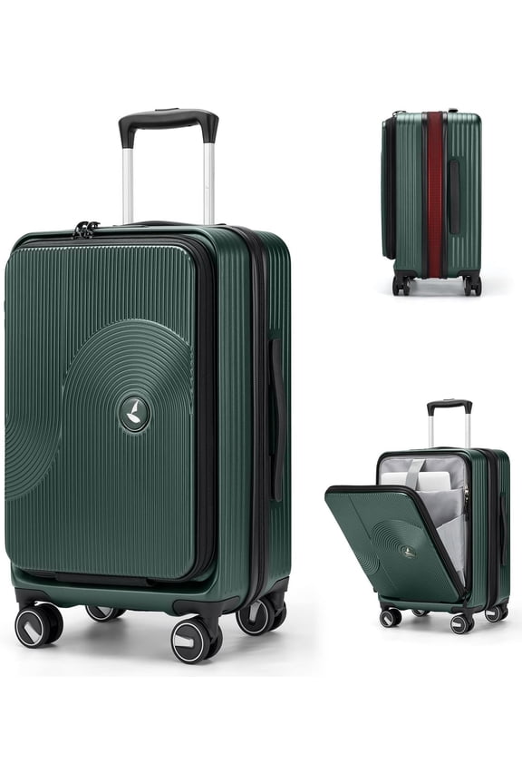 Carry  Luggage 20 Inch Expandable, Airline Approved Carry  Suitcase Top Opening Hard Shell Rolling Travel Luggage with TSA Lock & Spinner Wheels, Green
