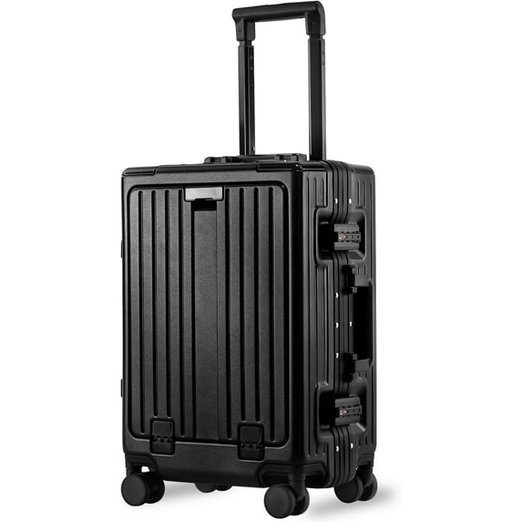 Carry Luggage 20 Inch, Frame Zipperless Luggage, ABS+PC Hard Shell Suitcases, Carry with Compartment for Short Trips, Suitcase Carry- TSA Approved (Black)