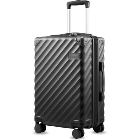 Carry On Luggage 22x14x9 Airline Approved, KVC Expandable Polycarbonate Hard Shell Suitcase for Travelling (EX-Core, Charcoal Metallic, 20 Inch, 40L-44L)