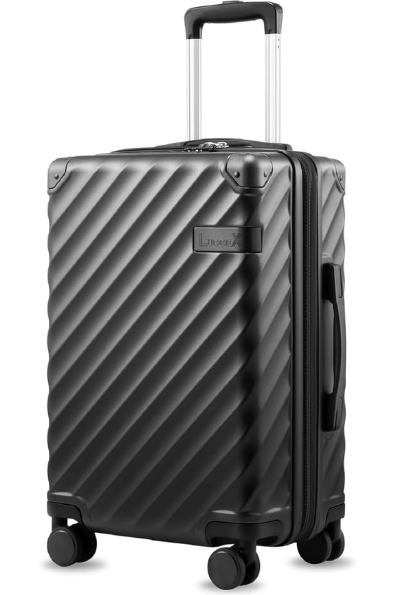 Carry On Luggage 22x14x9 Airline Approved, KVC Expandable Polycarbonate Hard Shell Suitcase for Travelling (EX-Core, Charcoal Metallic, 20 Inch, 40L-44L)