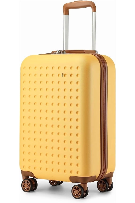 Carry  Luggage 22x14x9 Airline Approved Lightweight Hardside Suitcase with Spinner Wheels & Built-in TSA Lock (Yellow, 20 Inch)
