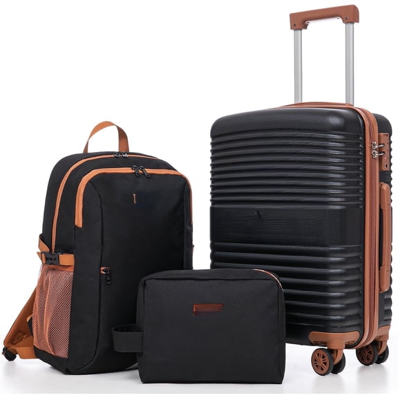 Carry on Luggage 22x14x9 Airline Approved, Suitcases with Wheels Hardshell, Lightweight Hardside Luggage Set with TSA Lock, 20Inch Black Carry on Suitcase