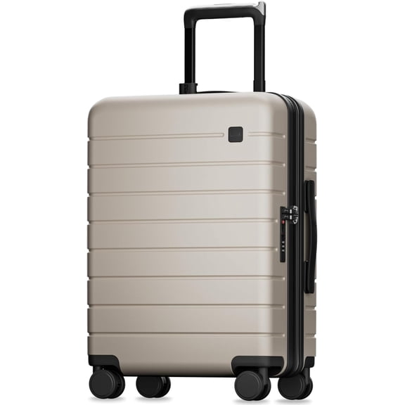 Carry Luggage, HUP3 Accelerate Access with DiHook, Handy Pouch, 20 inch Expandable Hard Shell Suitcases with Spinner Wheels (EX-Enhance,Sand Dune,20 Inch,37L-41L)