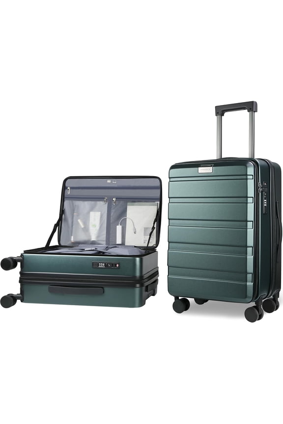 Carry  Luggage with Spinner Wheels & Built-in TSA Lock, Expandable  Opening Hard Shell Suitcase Large Capacity Durable Rolling Luggage with  Port, Carry- 20-Inch, Dark